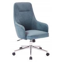 OSP Home Furnishings SB523SA-B20 Marigold Desk Chair in Atlantic Blue Velvet with Chrome Base, Semi Assembled
